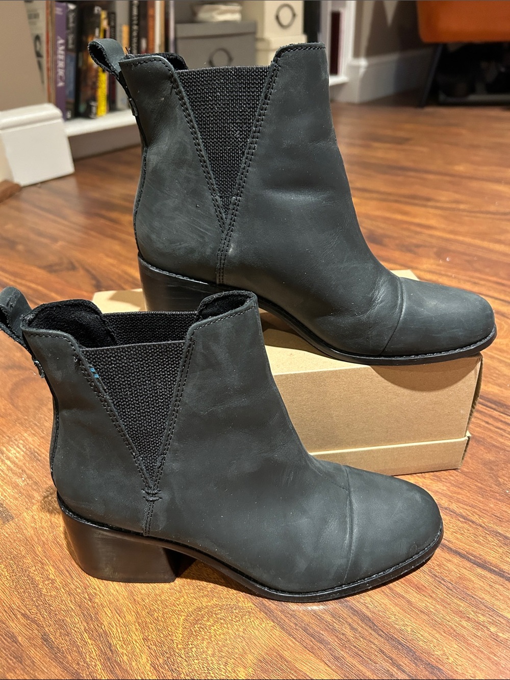 TOM’S Black Chelsea Ankle Boots - Women's Low Block Heel